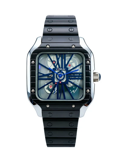 Black case with blue dial