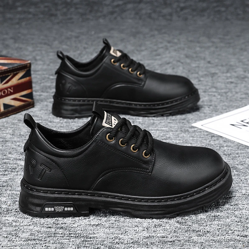 Chef Shoes Men's Autumn 2024 New Men's Shoes Trendy All-match Casual Sneakers Men's Non-slip Wear-resistant Leather Shoes for Men