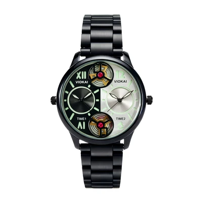 Round black and white dial + black strap