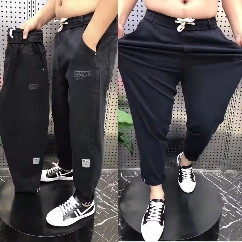 2025 Spring and Autumn New plus size Jeans Loose Casual Men's Mid-waist Straight Trousers Wear-resistant Casual Men's Pants