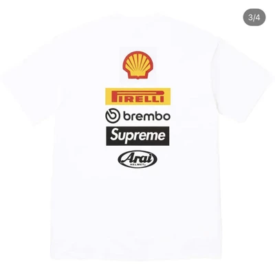 Supreme x ducati joint model ss24 back logo logo printing short-sleeved t-shirt for men and women white