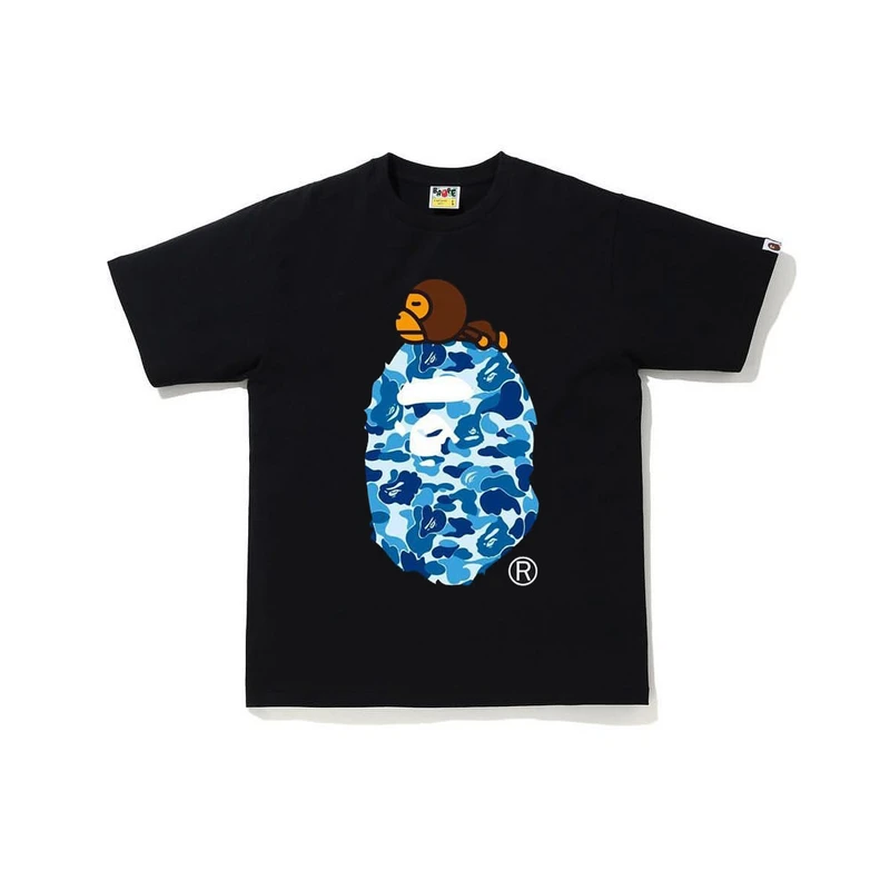 Three Labels Complete, Bape Short-Sleeve T-Shirt with Sleeping Monkey Camouflage Ape Head Print, Summer T-Shirt for Couples, Casual Sports Short-Sleeve 270