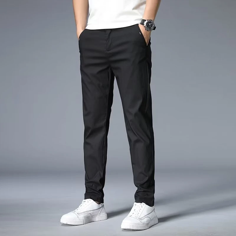 2024 New Ice Silk Sports Pants Men's Summer Nine-Point Thin Breathable Pants Men's Summer Pants Casual Long Pants