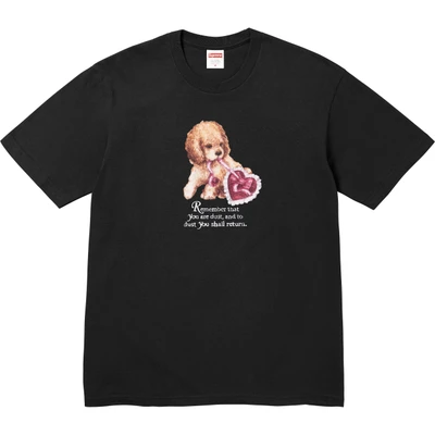 Supreme winter t-shirt series fw25 round neck plaid animal pattern printing short-sleeved t-shirt, same style for men and women, black