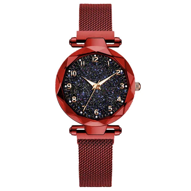 Internet Celebrity Starry Sky Digital Face Luminous Surface Quartz Lazy Watch Magnet Magnet Milan Belt Student Watch