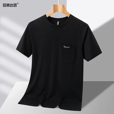 2028 pure cotton short sleeve round neck black