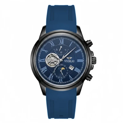 Black case, blue dial