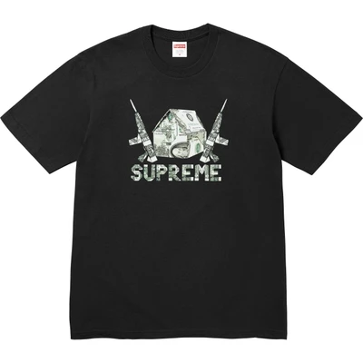 Supreme ss26trendyeasiest for match origami printing pattern casual short-sleeved t-shirt, same style for men and women, black
