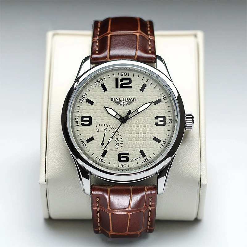 Foreign Trade New Hot Selling Fashion Men's Watch Men's Belt Waterproof Quartz Watch Ready Stock Wholesale Dropshipping