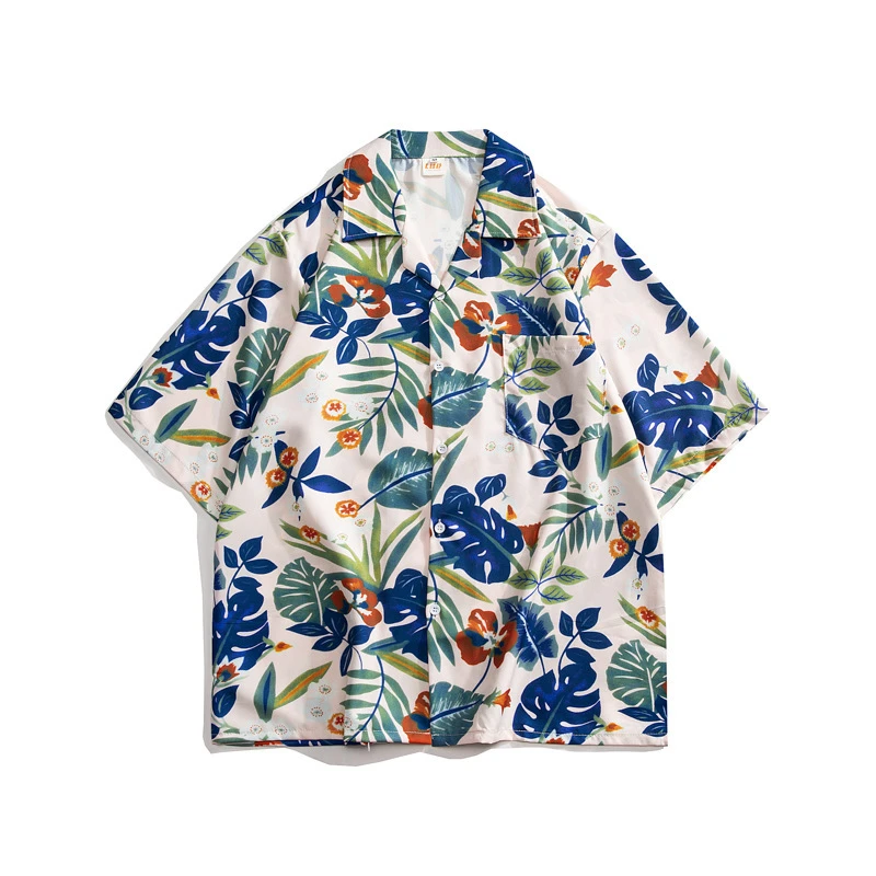 Thai Drama Interprets My Love with Your Heart Pprkrit Same Style 2025 Summer Floral Shirt Loose Short-Sleeved Top