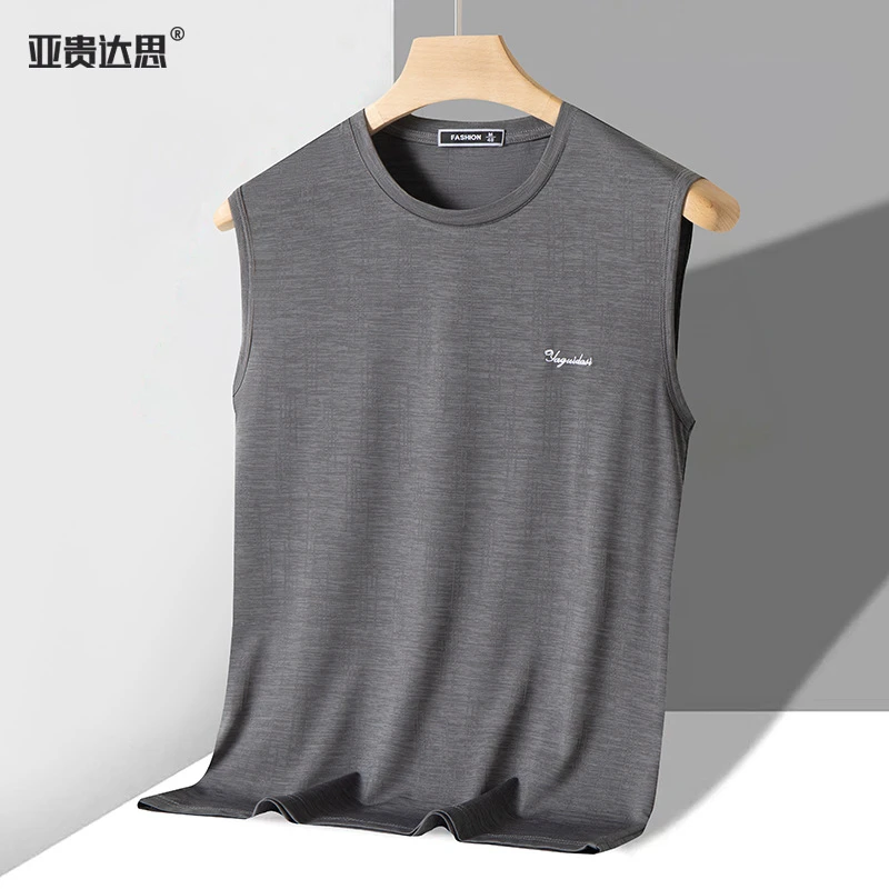 Ice Silk Men's Thin Vest for Middle-Aged and Elderly, Summer Loose Sleeveless T-Shirt for Dad, Quick-Dry Tank Top for Men