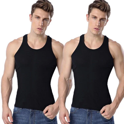 Vest [pure cotton 2 pieces] black + Black