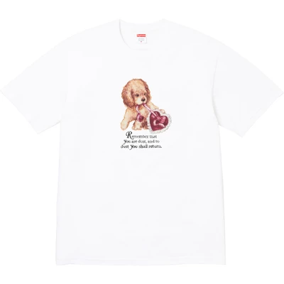 Supreme winter t-shirt series fw25 round neck plaid animal pattern printing short-sleeved t-shirt for men and women white