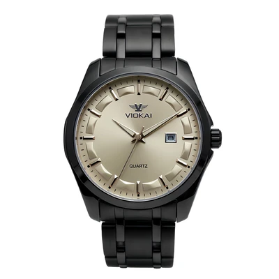 Black case with champagne gray dial