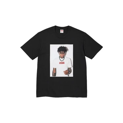 Supreme fw23fall and winter series character printing round neck pullover short-sleeved t-shirt, same style for men and women, black