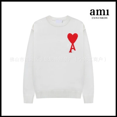 White red heart [a8 round neck jacquard style]