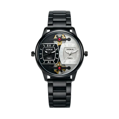 Square black and white dial + black strap