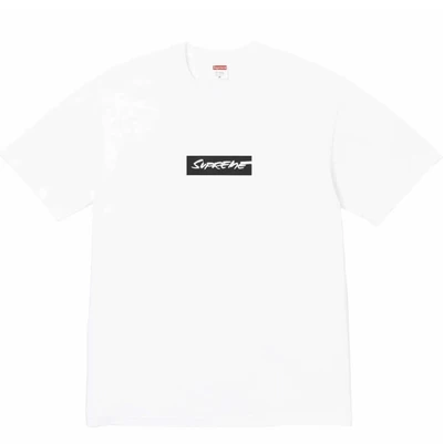 Supreme x futura joint model ss24letterlogoprinting round neck short-sleeved american trendy t-shirt for men and women, same style white