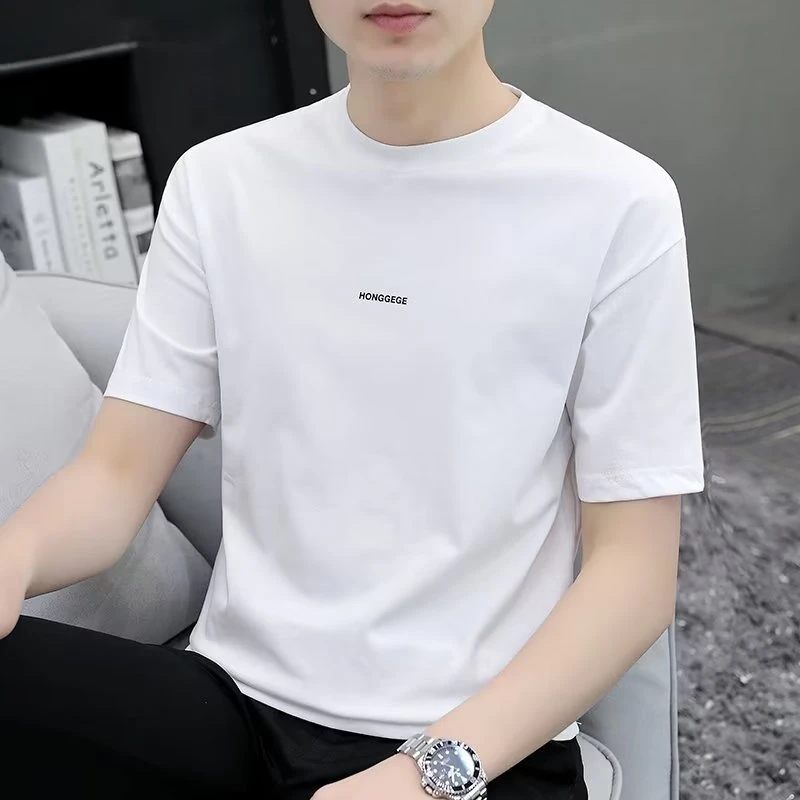 2024 Trendyy New Standard Summer Youth Popular Round Neck Men's Short-Sleeved Fashion Brand Printed Trendy Japanese T-Shirt