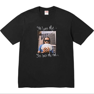 Supreme ss25 chest character photo printing short-sleeved t-shirt for men and women, black
