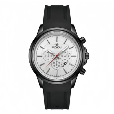 Black case with white dial