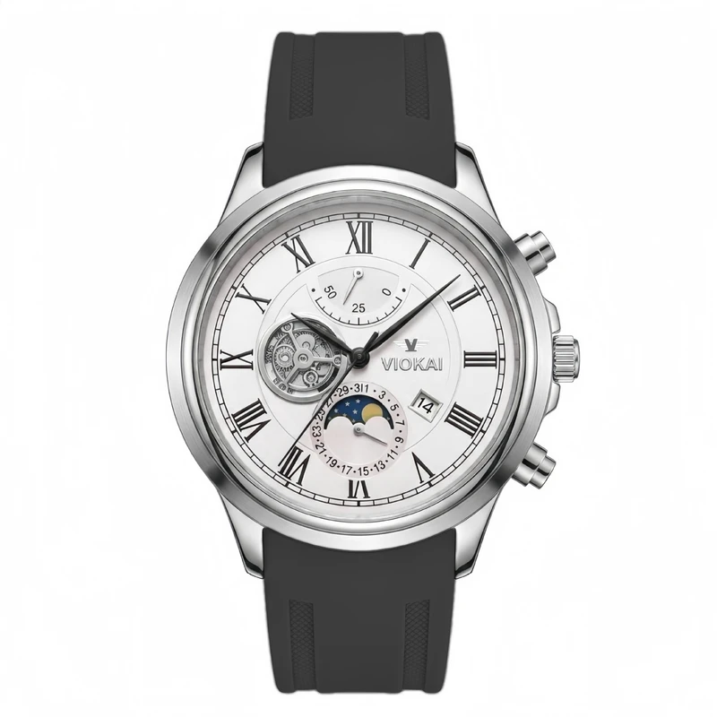 VIOKAI high-end quartz watch, popular fashion sports men's watch, waterproof retro Hong Kong style silicone strap A