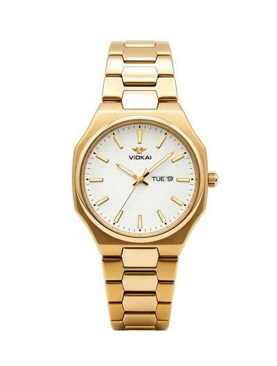 Model B with gold case and white dial