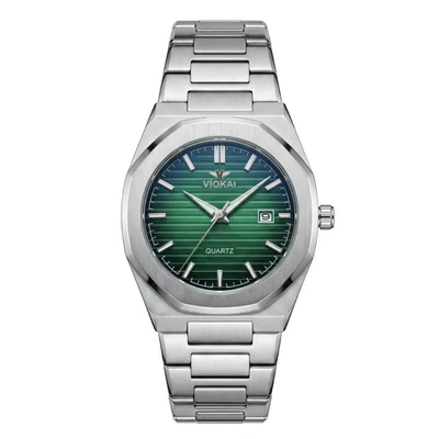 Silver-white green dial
