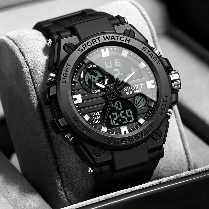 Electronic watch for men, suitable for teenagers, middle school and high school students, sports, waterproof, outdoor sports, with a bold large dial