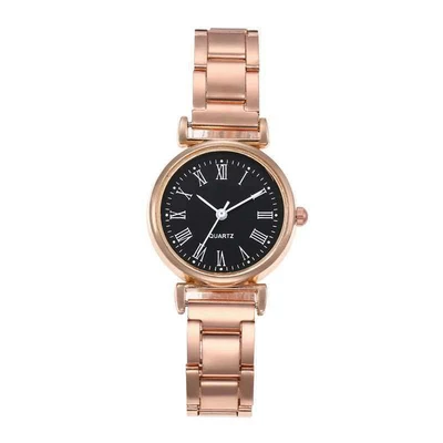 Rose gold black dial roman numerals
