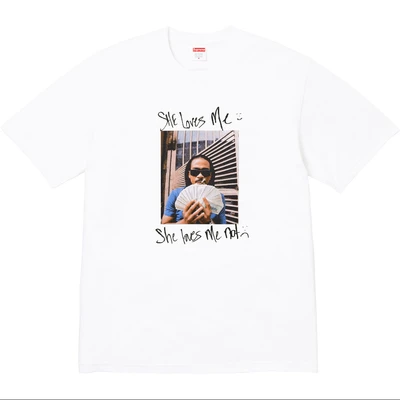 Supreme ss25 chest character photo printing short-sleeved t-shirt for men and women white