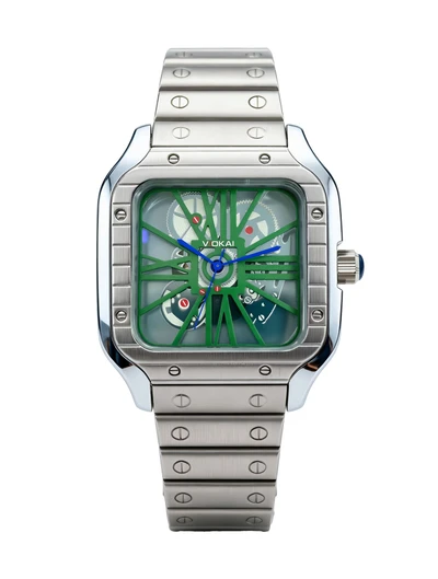 White case, green dial