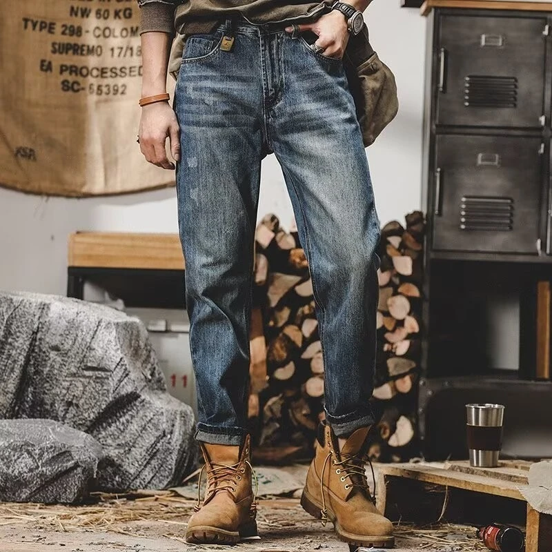 American Retro Jeans Men's 2025 New Loose Trendy High Street Washed Casual Versatile Small Straight Pants