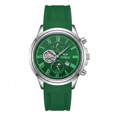 White case, green dial