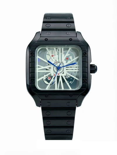 Black case, white dial