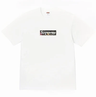 Supreme × michael joint model fw25 chest letter pattern printingloosecasualplaid t-shirt, same style for men and women white