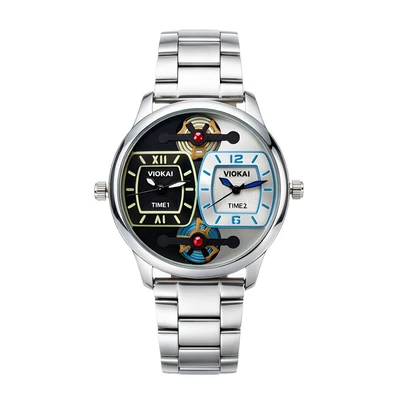 Square black and blue dial + white strap