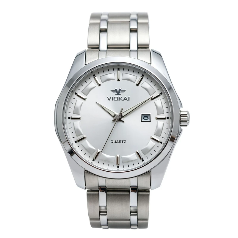 VIOKAI solid steel band cross-border new men's watch, luminous waterproof quartz wristwatch, high-value calendar watch