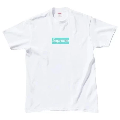 Supreme x joint box logo tee round neck american trendy t-shirt for men and women in white