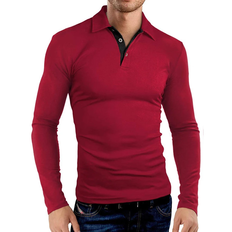 Cross-border 2021 new men's long sleeve lapel polo shirt men's business golf clothing foreign trade Europe and the United States men's T-shirt