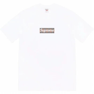 Burberry joint box logo tee logo printing round neck plaid short-sleeved t-shirt for men and women white