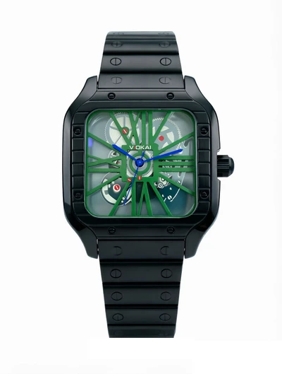 Black case, green dial