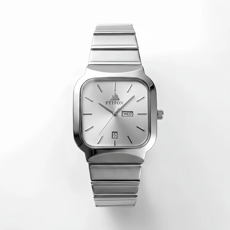 FTTPON brand dual calendar watch, high-end square fashion casual light luxury popular waterproof quartz watch