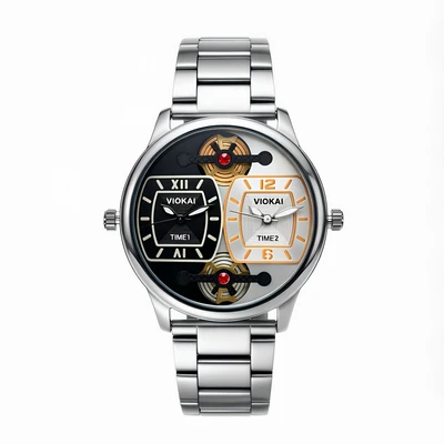 Square black and orange dial + white strap