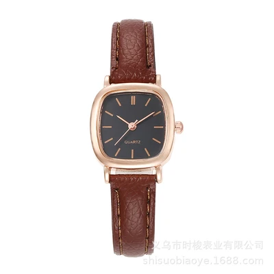 Rose Gold Black Face Brown Band