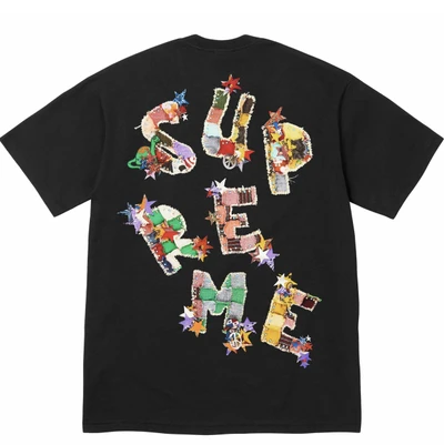 Supreme ss24letterprinting round neck short-sleeved american trendy t-shirt for men and women, black