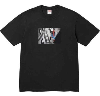 Supreme ss26 spider-man printing pattern plaid short sleeve t-shirt men's and women's same style black