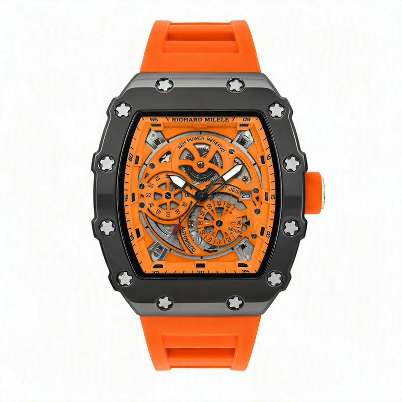 Chalergli series men's barrel-shaped watch, same style as famous brands, fashionable waterproof men's quartz wristwatch, cross-border quartz watch