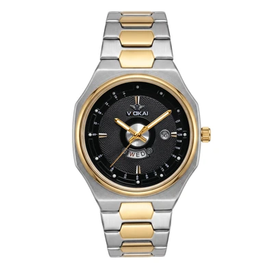 Model A, two-tone case, black dial