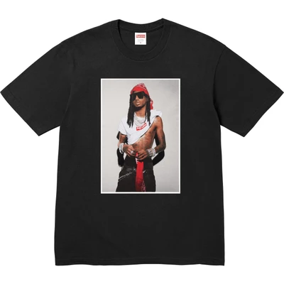 Supreme fw25 character photo printing pattern round neck short-sleeved t-shirt, same style for men and women, black